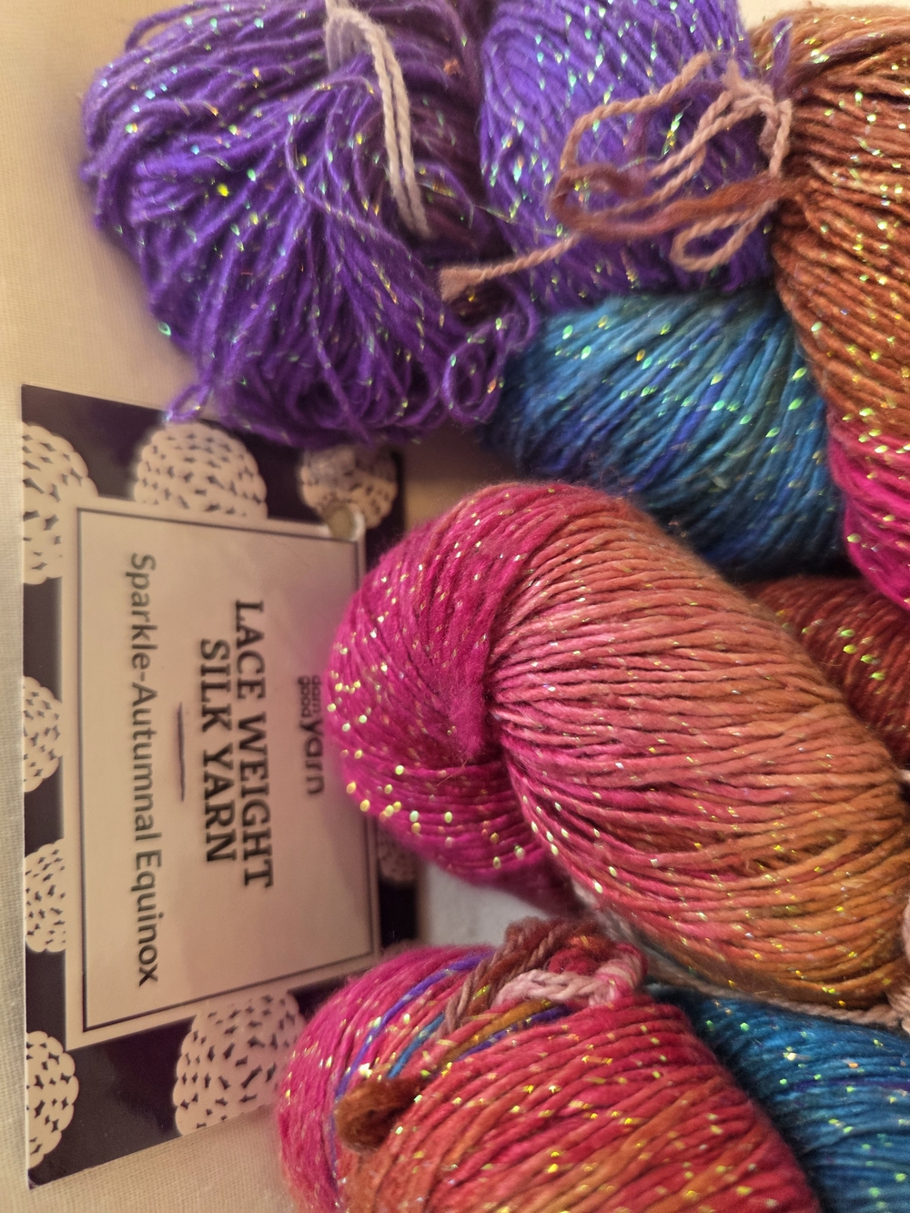 Sparkle Autumnal Equinox Lace Weight Silk Yarn Lot Of 3